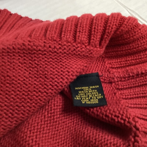 Ralph Lauren Black Label Sweater Size Small Red Preppy Cotton Turtleneck Sporty - Picture 6 of 9